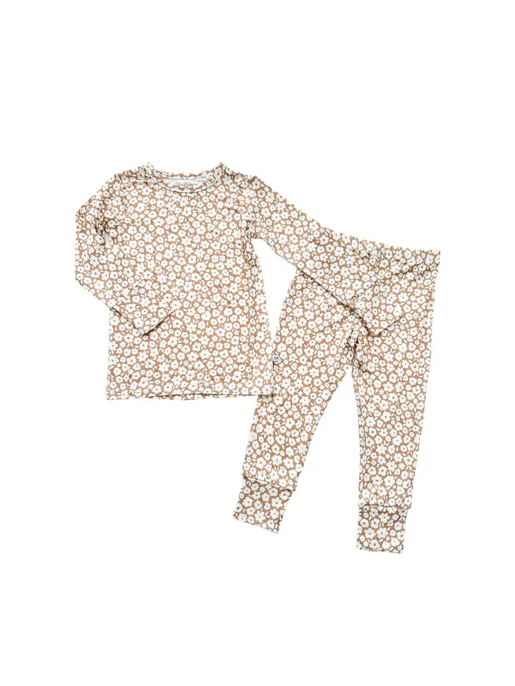 Two-Piece Pajama Set - Mocha Ditsy