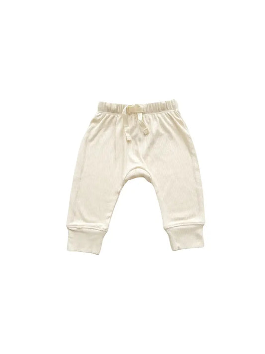 Ribbed Jogger Pants - Cream